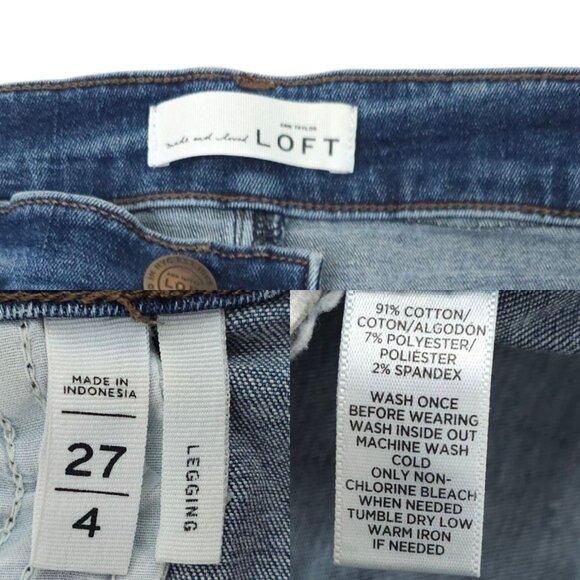 Loft Legging Jean Mid Rise Womens Size 27/4 Stretch Dark Wash Denim - Picture 8 of 15